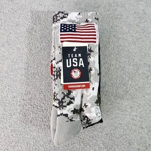 Summer Olympics 2024 Games Team USA Flag‎ 3 Pack L 6-12 Digital Camo Crew Socks